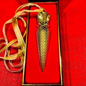 CHRISTIAN LOUBOUTIN PRE-LOVED SILK GOLD CORD STYLE LIPSTICK CASE & NECKLACE